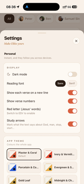 Ekko — settings and app themes