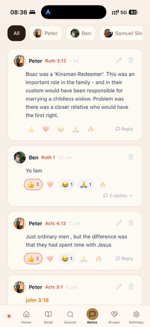 Ekko — group notes with reactions and replies